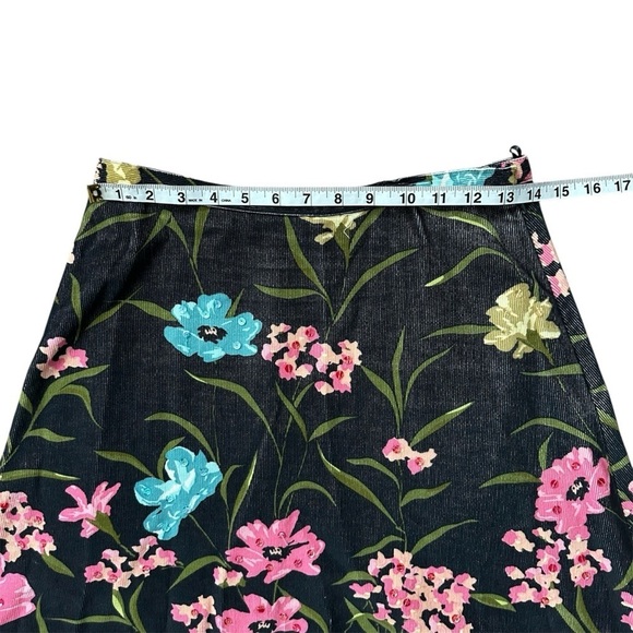 AK Anne Klein Floral Multicolor Sequin Corduroy A-Line Cotton Skirt Size 4 - Picture 9 of 10